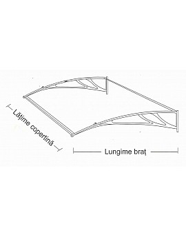 Copertină Rimini, braț aluminiu de 1.5m, model de bază, policarbonat celular 6mm, diferite lățimi de copertină și culori