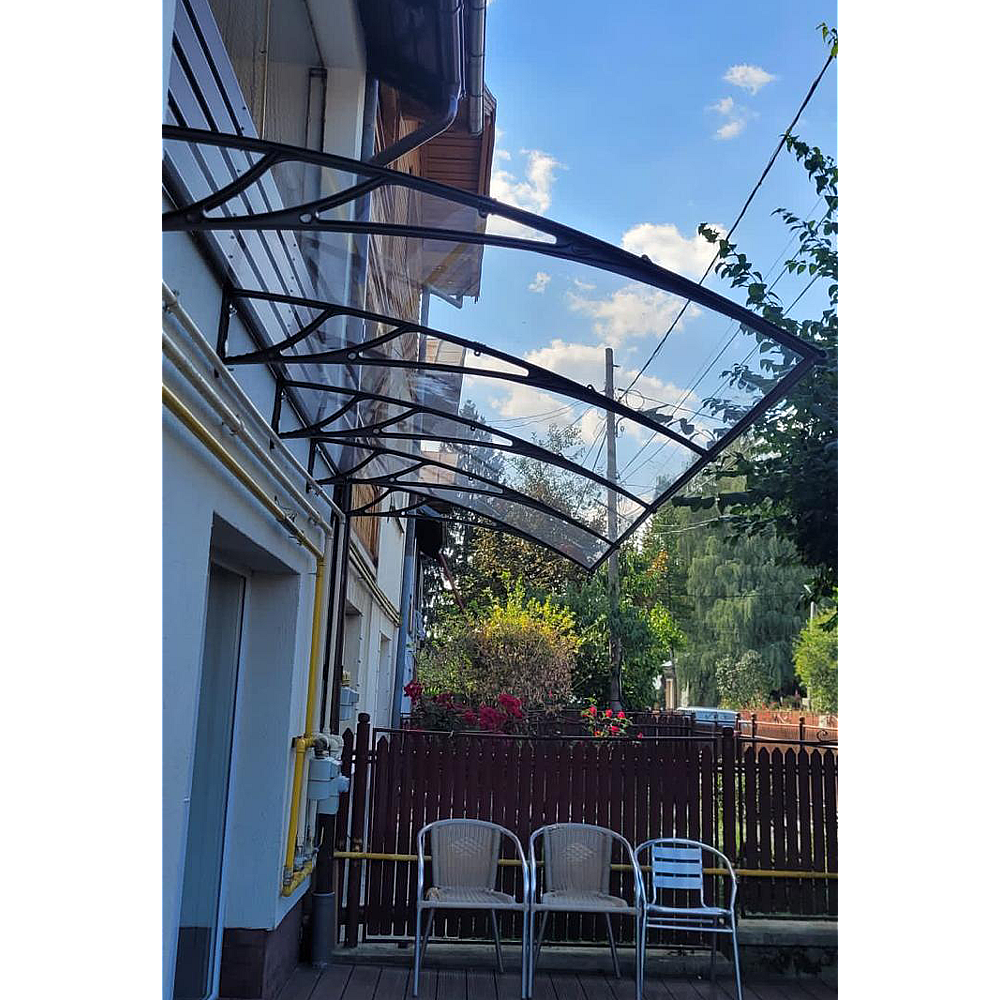 Copertină Rimini, braț aluminiu de 1.5m, model de bază, policarbonat solid 4mm, diferite lățimi de copertină și culori