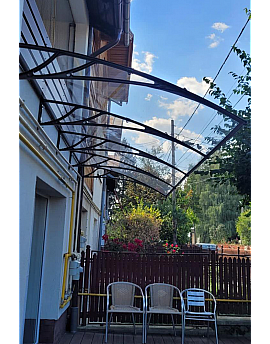 Copertină Rimini, braț aluminiu de 1.5m, model de bază, policarbonat solid 4mm, diferite lățimi de copertină și culori