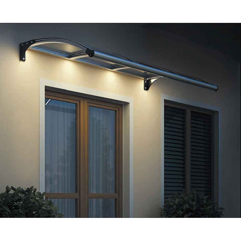 Copertină Roma cu iluminare LED, braț aluminiu de 1m, policarbonat solid 4mm, diferite lățimi de copertină și culori