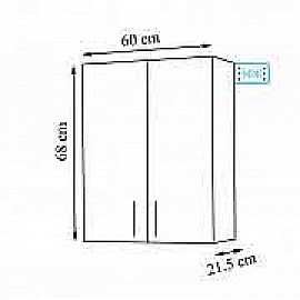 Dulap suspendat alb Verona pentru baie sau bucătărie, rezistent la umezeală, 60cm x 68cm x 21.5cm, mobilier baie