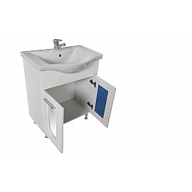 Mobilier baie bază și lavoar seria 110 - 65cm alb cu oglinzi
