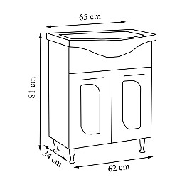 Mobilier baie bază și lavoar seria 110 - 65cm alb cu oglinzi