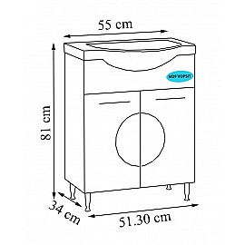 Mobilier baie bază și lavoar seria 178 - 55cm alb