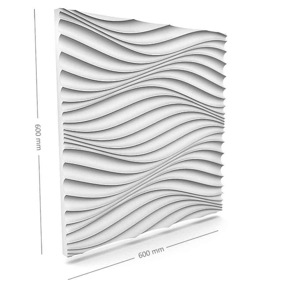 Panou decorativ 3D din polistiren pentru perete sau tavan, 60cm x 60cm, grosime 3cm, model WIND