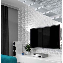 Panou decorativ 3D din polistiren pentru perete sau tavan, 60cm x 60cm, grosime 3cm, model BOW