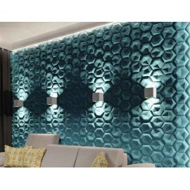Panou decorativ 3D din polistiren pentru perete sau tavan, 60cm x 60cm, grosime 3cm, model HEXAGON