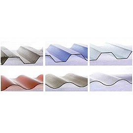Placă din policarbonat compact/solid 1mm x 1060mm x 2000mm, cu profil trapez 76/18 multiliniar GALBEN