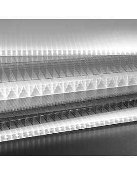 Placă policarbonat celular 4mm, 2 pereți, transparent 2.1mx6m (12.6mp/placă), protecție UV pe o parte