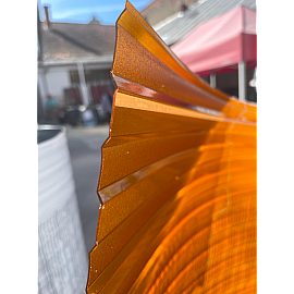 Policarbonat compact/solid cutat trapez, la rolă, grosime 1mm, protejat UV, lățime 1.26m (vânzare la metru liniar), coniac