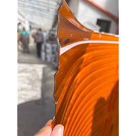 Policarbonat compact/solid cutat trapez, la rolă, grosime 1mm, protejat UV, lățime 1.26m (vânzare la metru liniar), coniac