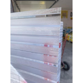 Policarbonat compact/solid cutat trapez, la rolă, grosime 1mm, protejat UV, lățime 1.26m (vânzare la metru liniar), transparent-clar
