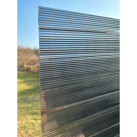 Policarbonat compact/solid cutat trapez 50/5, grosime 1mm, rolă 10 ml,  protejat UV, lățime 1.26m, gri (preț/rolă)