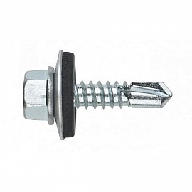 Șurub autoforant 4.8x19mm cu cap hexagonal și șaibă EPDM/cauciuc pentru metal/tablă