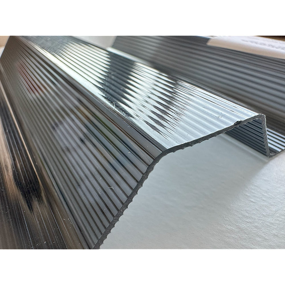 Placă din policarbonat compact/solid 1mm x 1060mm x 2000mm, cu profil trapez 76/18 multiliniar GRI