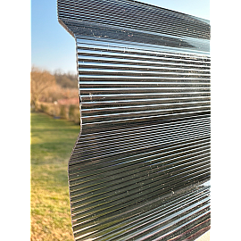Placă din policarbonat compact/solid 1mm x 1060mm x 2000mm, cu profil trapez 76/18 multiliniar GRI