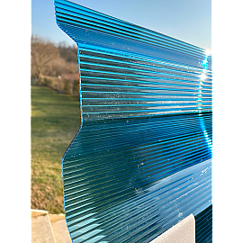 Placă din policarbonat compact/solid 1mm x 1060mm x 2000mm, cu profil trapez 76/18 multiliniar albastru închis