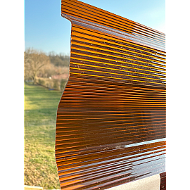 Placă din policarbonat compact/solid 1mm x 1060mm x 2000mm, cu profil trapez 76/18 multiliniar maro-coniac