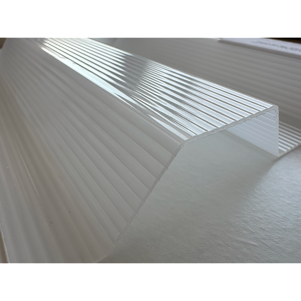 Placă din policarbonat compact/solid 1mm x 1060mm x 2000mm, cu profil trapez 76/18 multiliniar opal (alb lăptos)