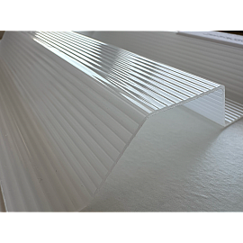 Placă din policarbonat compact/solid 1mm x 1060mm x 2000mm, cu profil trapez 76/18 multiliniar opal (alb lăptos)