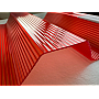 Placă din policarbonat compact/solid 1mm x 1060mm x 2000mm, cu profil trapez 76/18 multiliniar roșu