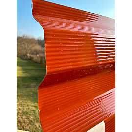 Placă din policarbonat compact/solid 1mm x 1060mm x 2000mm, cu profil trapez 76/18 multiliniar teracotă
