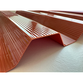 Placă din policarbonat compact/solid 1mm x 1060mm x 2000mm, cu profil trapez 76/18 multiliniar teracotă
