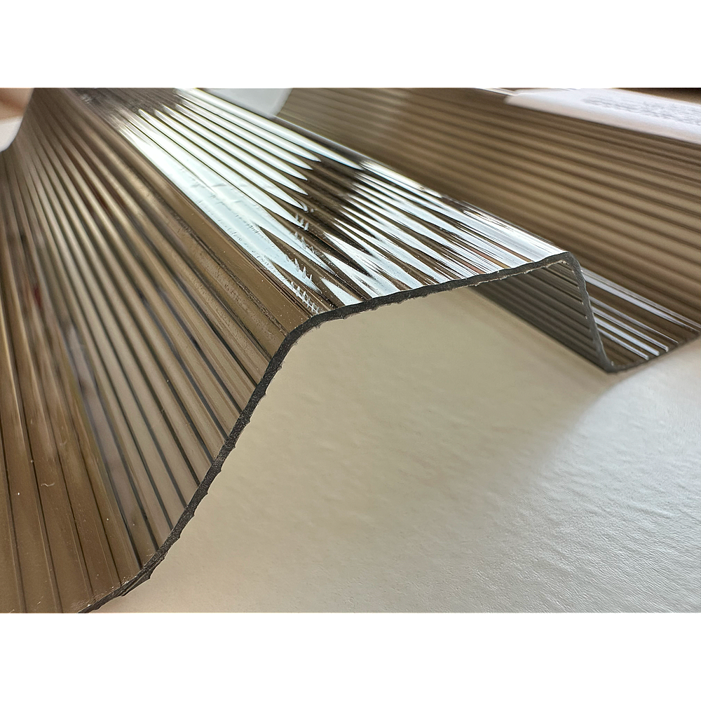 Placă din policarbonat compact/solid 1mm x 1060mm x 2000mm, cu profil trapez 76/18 multiliniar bronz-fumuriu