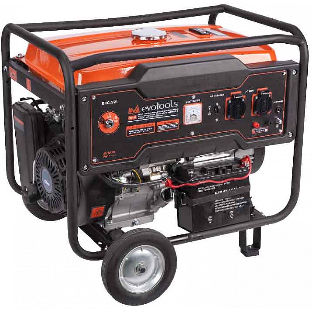 Generator curent electric Epto 5500A-ES 5500W Evotools, 10.7CP, rezervor benzină 25 litri, pornire manuală