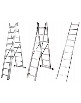 Evotools scară din aluminiu cu 3 tronsoane și 7 trepte, cod 647638