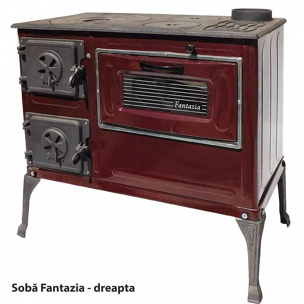 Sobă de metal pentru gătit Fantazia maro, putere 6kW