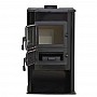 Sobă metalică Zora 8.9kW, clasă energetică A, coș central, ieșire burlan 130mm