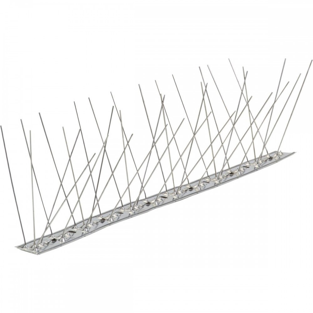 Țepi anti păsări (bandă din inox cu țepi împotriva păsărilor)  lungime 1m, țepi 80mm