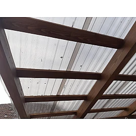 Placă din policarbonat compact/solid 3000mm x 1060mm x 1mm, cu profil trapez, clar (transparent)