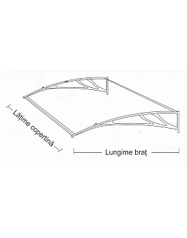 Copertină Rimini, braț aluminiu de 1.5m, model de bază, policarbonat celular 6mm, diferite lățimi de copertină și culori