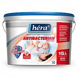 Hera Antibacterian vopsea lavabilă, albă, mată, pentru interior 4l