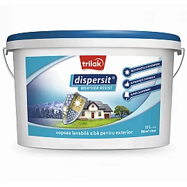Dispersit Weather Resist vopsea lavabilă pentru exterior 8.5l alb (15kg)