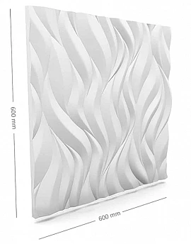 Panou decorativ 3D din polistiren pentru perete sau tavan, 60cm x 60cm, grosime 3cm, model FLAMES