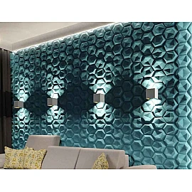 Panou decorativ 3D din polistiren pentru perete sau tavan, 60cm x 60cm, grosime 3cm, model HEXAGON