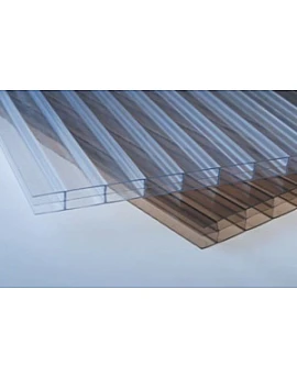 Placă policarbonat celular 10mm, 2 pereți, transparent 2.1mx6m (12.6mp/placă), protecție UV pe o parte