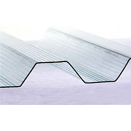 Placă din policarbonat compact/solid 3000mm x 1060mm x 1mm, cu profil trapez, clar (transparent)