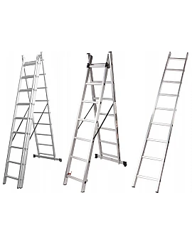 Evotools scară din aluminiu cu 3 tronsoane și 7 trepte, cod 647638