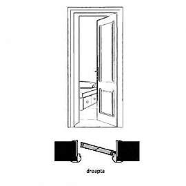 Ușă interior HDF 2050mm x 660mm cu geam, pregătită pentru vopsit, deschidere dreapta sau stânga