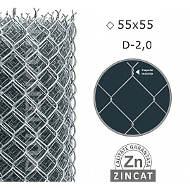 Plasă gard împletită zincată, H 1.7m, diametru sârmă 2mm, ochi 55x55mm, rolă 10m