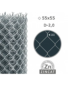 Plasă gard împletită zincată, H 1.2m, diametru sârmă 2mm, ochi 55x55mm, rolă 10m 