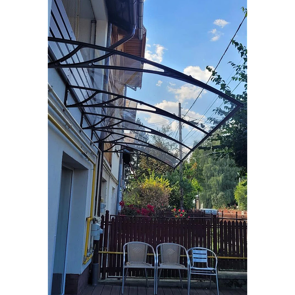 Copertină Rimini, braț aluminiu de 1.5m, model de bază, policarbonat solid 4mm, diferite lățimi de copertină și culori