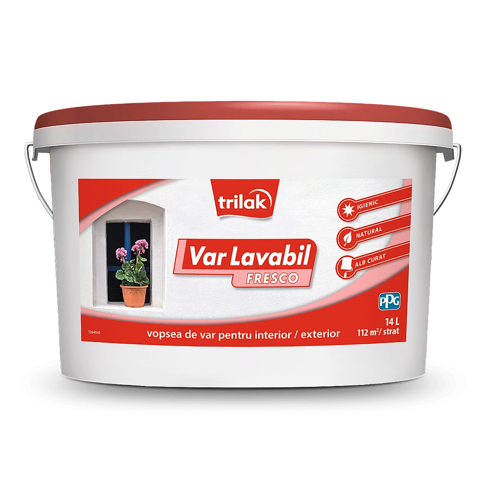 Var lavabil Fresco vopsea ecologică pe bază de var pentru pereți interiori sau exteriori 14l Trilak