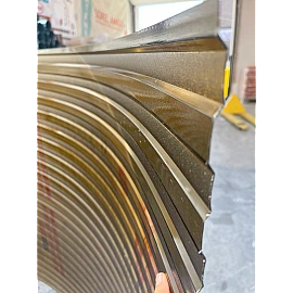 Policarbonat compact/solid cutat trapez, la rolă, grosime 1mm, protejat UV, lățime 1.26m (vânzare la metru liniar), bronz-fumuriu