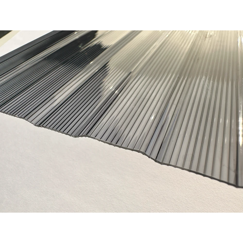 Policarbonat compact/solid cutat trapez 50/5, grosime 1mm, rolă 20 ml,  protejat UV, lățime 1.26m, gri (preț/rolă)