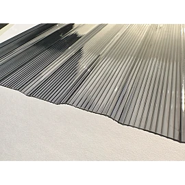 Policarbonat compact/solid cutat trapez 50/5, grosime 1mm, rolă 20 ml,  protejat UV, lățime 1.26m, gri (preț/rolă)